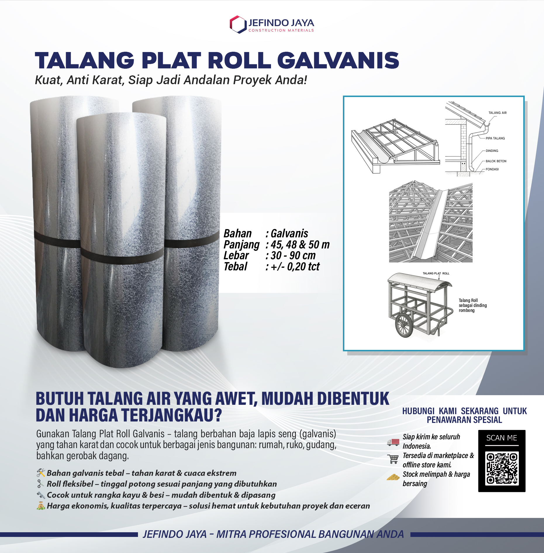 Talang Plat Roll Galvanis