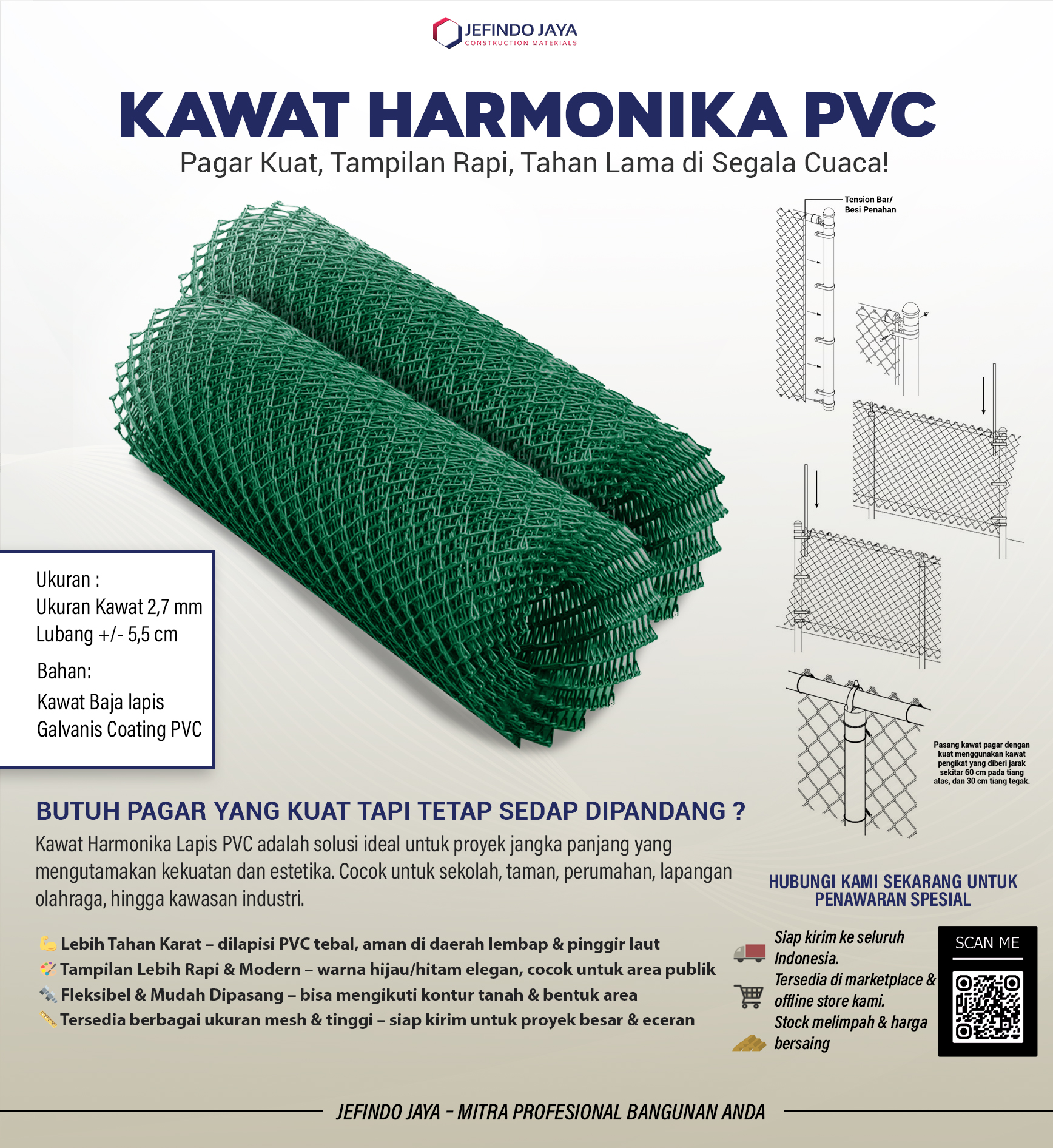 Kawat Harmonika Lapis PVC