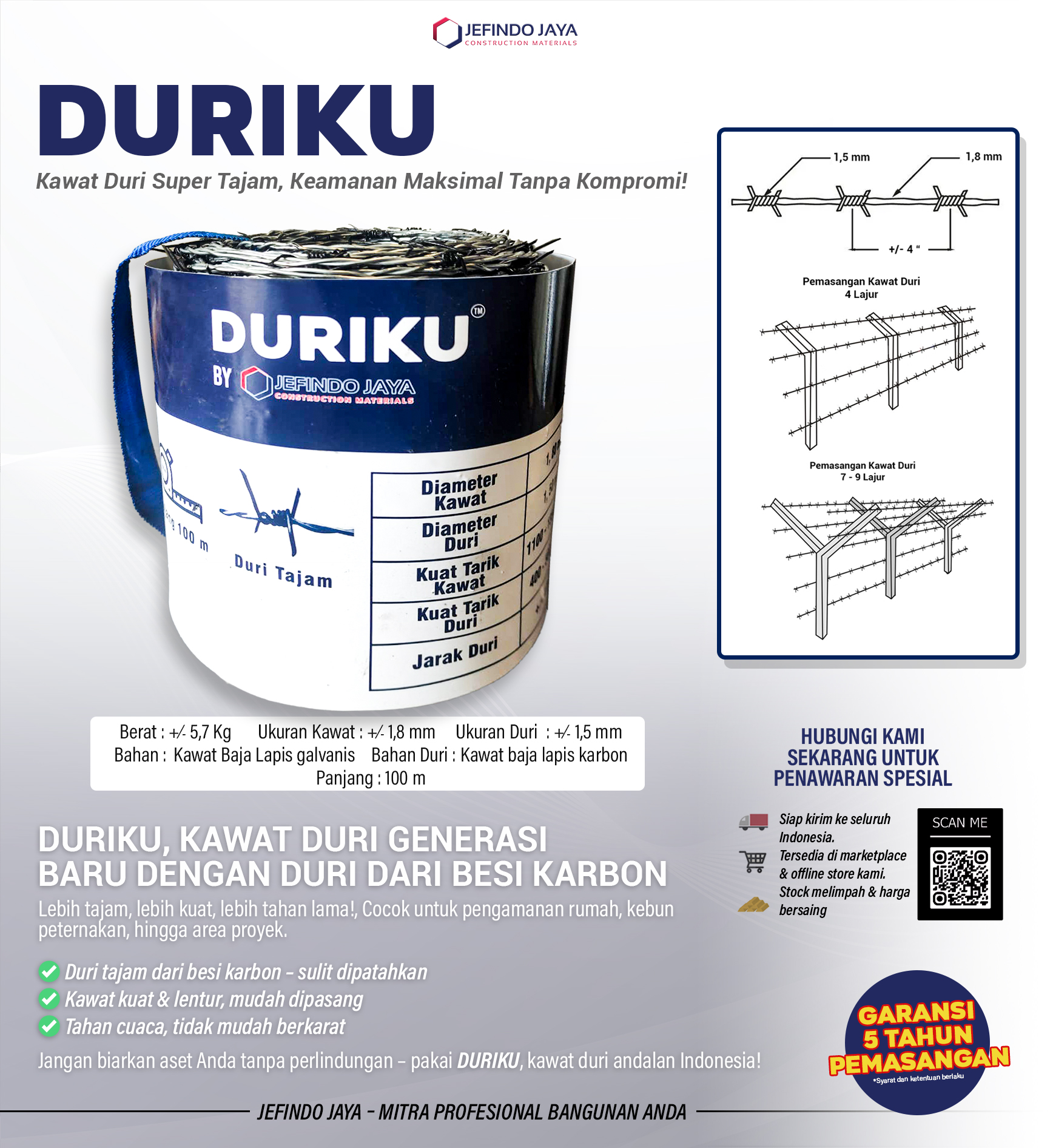 Kawat Duriku 100 M