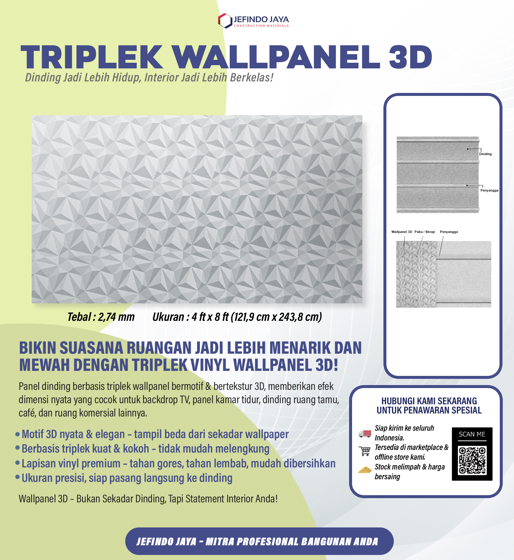 Triplek Wallpanel Motif 3D